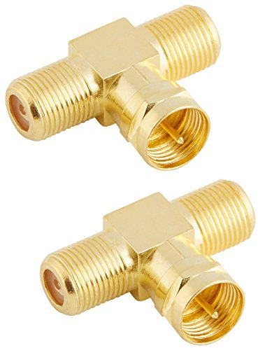 POPPSTAR 2x SAT TV Coax Verteiler T-Stück (2x F-Buchse auf 1x F-Stecker), F-Adapter Antennenkabel Adapter Splitter für Koaxialkabel - Antennenkabel (Antennenadapter Kupplung), vergoldete Kontakte