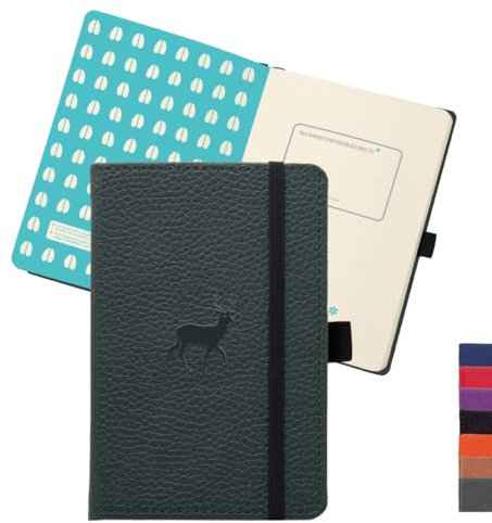 Dingbats - Wildtiere Liniertes Taschen-Notizbuch, Grüner Hirsch, A6 - Hardcover Notizbuch - Perforiert, Cremefarben 100gsm Tintenfestes Papier