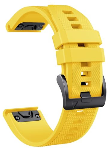 Quickfit 22mm für Garmin Fenix 5/5 Plus/6/6 Pro/8 47mm/7/7Pro/E 47mm, Quickfit Armband 22mm für Garmin Epix 2, Instinct/Instinct 2, Forerunner 935/945/955/745, Approach S60/S62, Descent G1(Gelb)