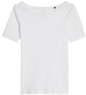 Marc O'Polo Damen T-Shirt aus Bio-Baumwolle mit U-Boot-Ausschnitt, Weiß (White), XL