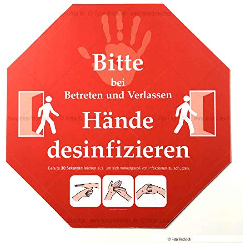 Schild BITTE HÄNDE DESINFIZIEREN | Infektionsschutz | Handhygiene 30x30cm