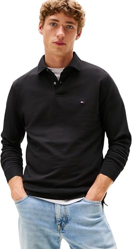 Tommy Hilfiger Herren Poloshirt Langarm Regular Basic, Schwarz (Black), 3XL