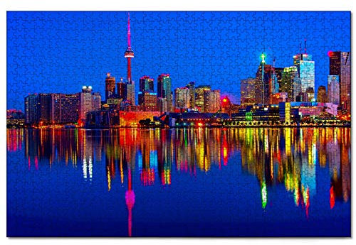 Jigsaw Puzzles Canada Cn Tower 1000 Piece Jigsaw Puzzle for Adults and Family Wooden Travel Gift Souvenir 30x20 inches(PTNO-00928)