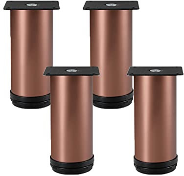 zcru004 Rose Gold Furniture Legs Furniture feet Cabinet Feet Stainless Steel Metal Round Replacement Adjustable Height Worktop Bar TV Desk Table Kitchen 4 Pieces (10cm)