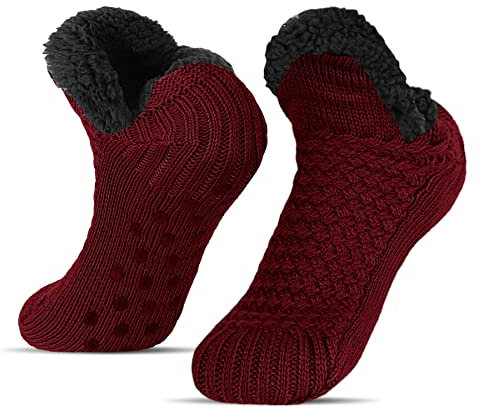 Slipper Socks - Fluffy Socks Women, Knitted Thick Fleece Lined Winter Warm Cosy Ladies Slipper Socks Non Slip Super Soft Fluffy Socks for Unisex in Home House Bed UK
