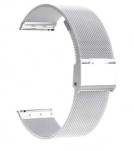 Microwear Uhrenarmband,16mm 18mm 20mm 22mm Ersatz Edelstahl Metallgitterband,Schnellverschluss Uhrenarmband Metallschraube,Smart Watch Armbänder für Männer Frauen (Silver)