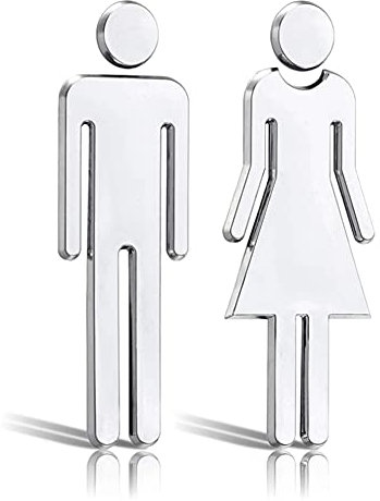 FGXY Signes WC de Symboles Hommes et Femmes, Stickers pour Toilettes, 12cm Plaque de Porte Panneaux Toilette Argenté Femmes Hommes Signes WC Adhésive, pour Toilette Porte de Restaurant Publique Hôtel