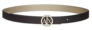 Armani Exchange Damen Bicolor, Logo Buckle Belt, Black/Gold, XL