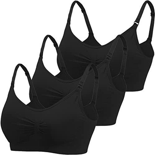 ZESLIV Reggiseno da allattamento da donna, senza cuciture, in cotone, confezione da 3, reggiseno premaman senza ferretto
