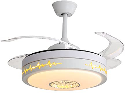 LCJQ Ventilatori da soffitto con pale in PVC trasparente invisibile da 42 pollici con luce ， Lampada da soffitto semplice e creativa per interni/esterni