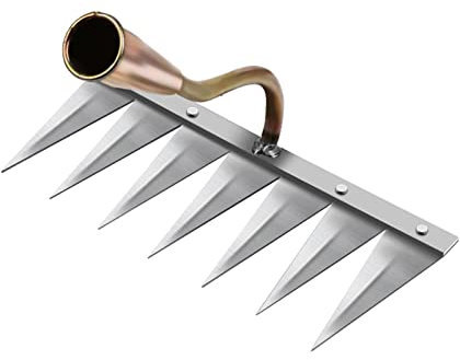 perfk Sharp Garden Edger Weeder, Durevole Giardinaggio Zappa Strumento Mano Estrattore di Erbacce Accessori per Il Diserbo del Cortile, Allentamento del, Rame a 7 Denti