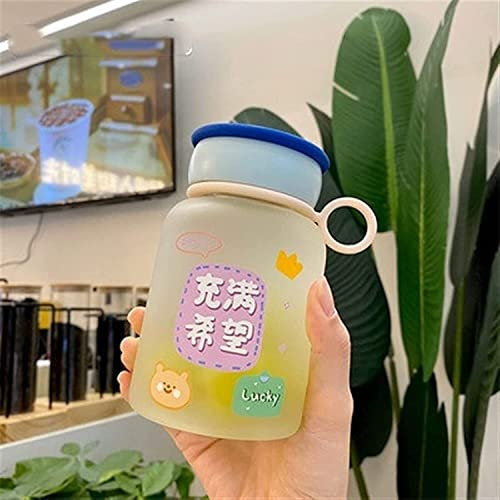 Botella Agua Botella de Agua Taza De Plástico Esmerilado Transparente De Dibujos Animados, Taza De Agua Portátil Para Exteriores Con Cuerda, Botella De Agua De Protección Ambiental Garrafa agua Botell