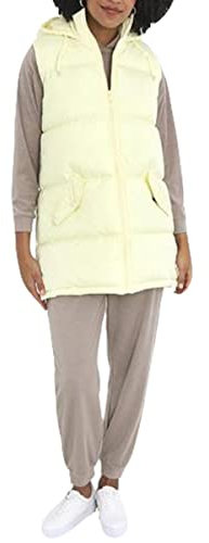 Brave Soul Women Gilet Hooded Ladies Quilted Jacket Padded Puffer Zipped BodyWarmer Sleeve Less Winter Wear Long Coat Brown UK 12