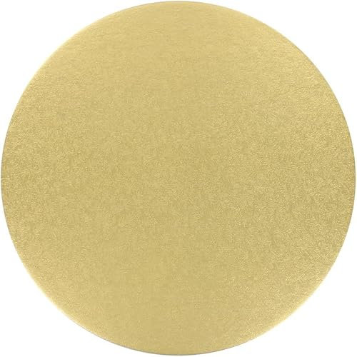 LGT 8 Gold Round Christmas Cake Board/Drum. 3mm Hard Board Double Thick. Perfect for Parties, Christmas, Weddings and Events.