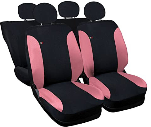 Susy Shop Coprisedili Auto Compatibili Per 500 Made In Italy Set copri sedili Colorati (Nero/Rosa)