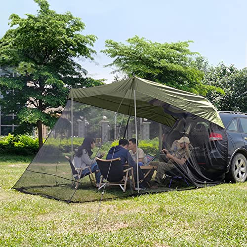 Outdoor Autozelt mit Moskitonetz und Aufbewahrungstasche, Tragbares SUV Zelt Sonnensegel Wasserdicht Heckzelt Schatten-Autodach für Camping Autoreisen (Color : Dark Green)
