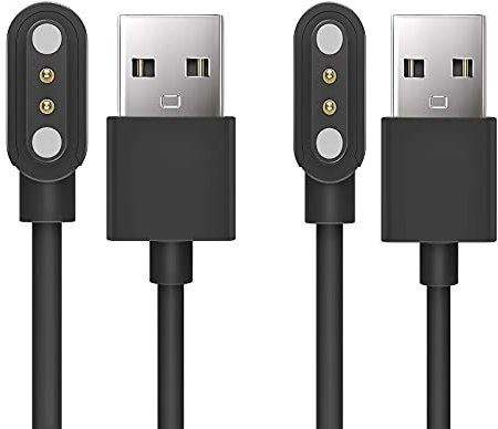 Compatible with KALINCO Fitness Tracker Charger, Lamshaw Magnetic Replacement Charger Compatible with KALINCO P76 1.47 Inches Slim Fitness Tracker (2 Pack-Black+Black)