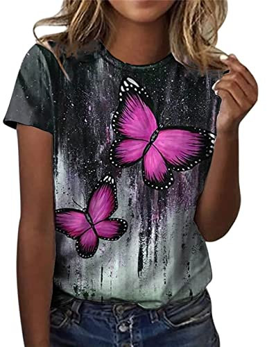 GFPGNDFHG Weißes Top Kurzarm-Druck-Sonnenblumen-Rundhalsjacke Bad Taste Outfit Damen