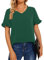 Bestbee Womens Dressy Chiffon Blouses Puff Short Sleeve V Neck Tunic Tops Cute Summer Shirts Casual T-Shirts Lightweight, Dark Green, L