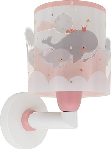 Dalber kinder Wandlampe kinderzimmer, Kinderlampe Wandleuchte Whale Dreams Wale Rosa Tiere, 61179S, E27
