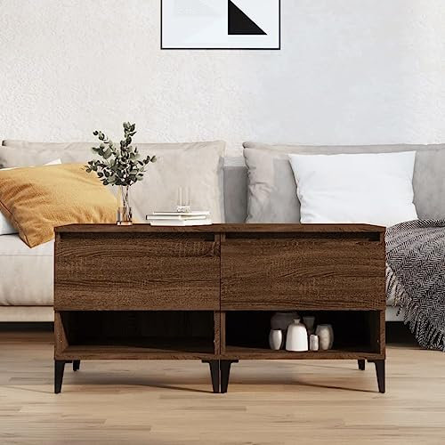 Youuihom Nachttisch, Couchtisch, Beistelltisch mit Schubladen, Beistelltische 2 STK. Braun Eichen-Optik 50x46x50 cm Geeignet für Schlafzimmer, Wohnzimmer, Lounge, Hotel, B&B
