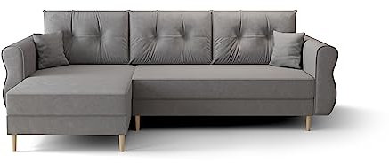 ALTDECOR Ecksofa mit Schlaffunktion und Bettkasten Corner Sofa Bett Eckcouch Couch L-Form Schlafcouch Ausziehbar Wohnlandschaft Schlafsofa Cauchsofa - APOL-L 230x140x90 cm Hellgrau