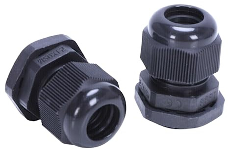 Waterproof Cable Glands - Black Nylon Compression Cable Gland with Locking Nut Waterproof IP68 (Pack of 5 - M20 - Suitable for 6mm-12mm Cables)