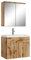 Badezimmer Badmöbel Set Montreal 01 mit Spiegelschrank 60cm Waschbecken Eiche - Unterschrank Waschtisch Möbel