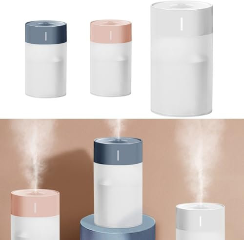 Mini humidificador de aire, humidificador de aire personal USB de escritorio de 260 ml para dormitorio, mini difusor de aceite aromático, pulverizador de niebla fría (rosa)