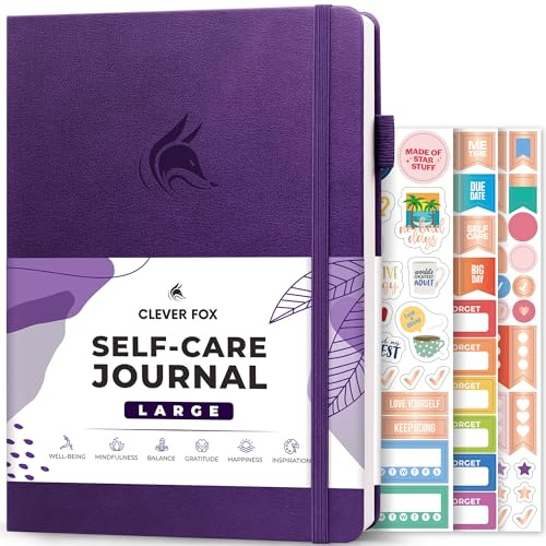 Clever Fox Self-Care Journal for Women, Daily Planner A4 Purple | 3-month mental health journal, habit tracker, wellness journaling supplies for women & teen girls, gratitude & mood log