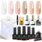Modelones 8-in-1 Builder Nail Kit, 6 Colors All Seasons Nude, Mini Lamp, Forms, Gel Base Top Coat, Hard Gel Builder Strengthener