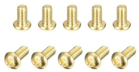 sourcing map Brass Machine Screws, M3x5mm Phillips Pan Head Fastener Bolts for Furniture, Office Equipment, Electronics 60Pcs
