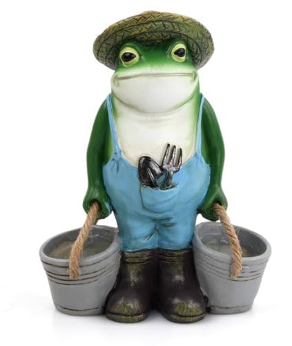 Catime Bauernhof Frosch Ornament, DIY Deko Garten Frosch Figuren, Harz Frosch Blumentöpfe Figuren, Frösche Tiere Gartendeko Harz Statue, Tiere Frosch Ornament Gartenfigur Wetterfest für Balkon Office