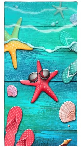 YISUMEI Mikrofaser Strandtuch XXL, Strandhandtuch Leicht Strandtücher Schnelltrocknend, Bretter Hausschuhe Muscheln Seesterne, 180 x 90 cm