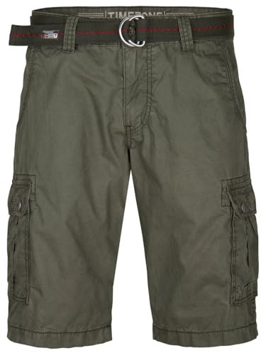 Timezone Cargo Shorts Herren mit Gürtel Regular Fit MaguireTZ Kurze Hosen Cargoshorts Sommer 100% Baumwolle, Größe:32, Farbe:Olive Wood (4211)