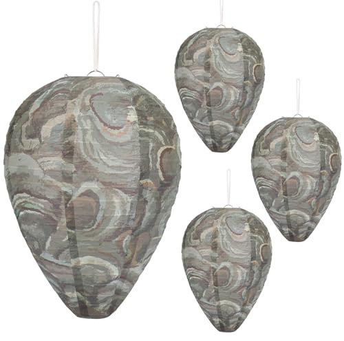 DECYOOL Wespennest aus Papier, zum Aufhängen, 4 Stück, hält Wespen fern von Wespen, Hornissen, gelben Jacken (dunkelgrün)
