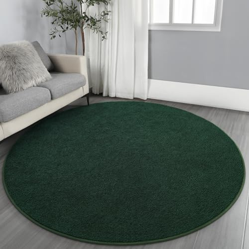 Gifeas Ultraweiche, runde Teppiche für Wohnzimmer, Schlafzimmer, 152 x 150 cm, tiefgrün, verdickter Memory-Schaum, moderner Kreisteppich, rutschfest, bequem, runder Teppich für Jungen und Mädchen,