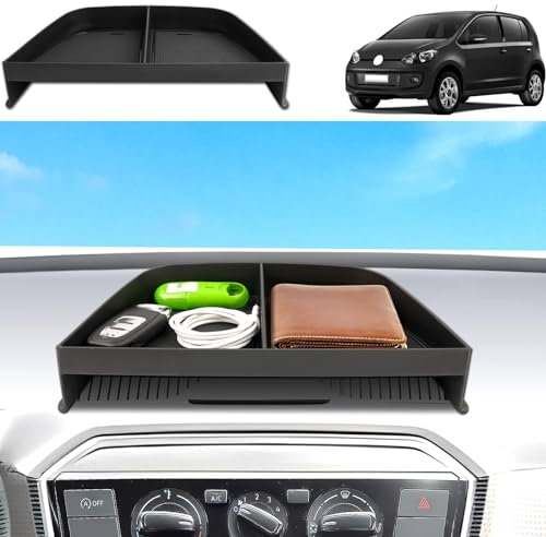 Coleya Mittelkonsole Aufbewahrungsbox Kompatibel mit VW UP/Seat Mii/Skoda Citigo 2013-2024, VW UP Zubehör Instrumententafel Handschuhfach, Mittelkonsole Organizer Mit Rutschfestermatte (Schwarz)