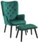 AVAWING Sessel mit Hocker Ohrensessel Fernsehsessel mit Rubberwood Beinen, Relaxsessel Loungesessel für Wohnzimmer, Schlafzimmer, Büro (Grün)