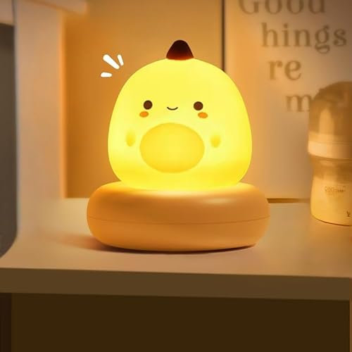 ONXE Cute Dinosaur Gifts Night Light, Silicone Dimmable Nursery Night Light for Kids Room, Rechargeable LED Bedside Lamp for Bedrooms, Living Room, Gifts for Women Boys Girls Birthday Unique
