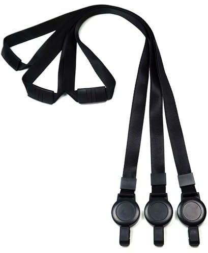 MICREEN 3 Pièces Courroie Cordons de Cou Lanyard, Strap Lanières Rétractables Tour De Cou, 50 cm Bureau Nylon Sangle Cou Cordon pour Carte d'identité Porte-Badge Porte-clés (Noir)
