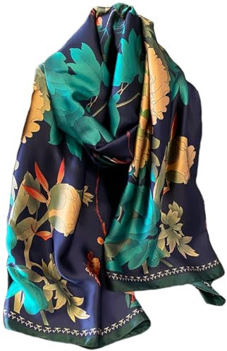 FAIRYGATE Stola für Abendkleid Seidenschal Damen Seide Schal Bunte Luxuriöse Elegantes Schals Warm Weich Sommer Vintage Seidentuch Halstuch 90 * 180 cm 87039