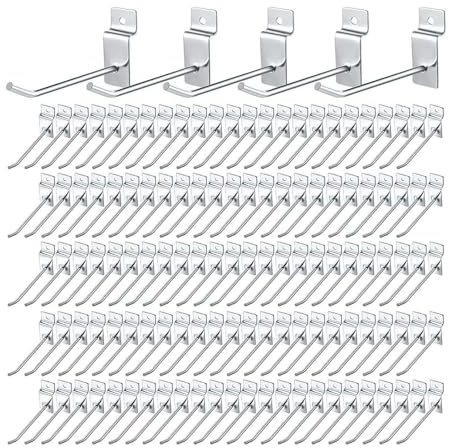 uyoyous Display Haken Lamellenwand Slatwall Hake 15 CM, 100 Stück Pegboard Slatwall-haken Werkzeugwand Wandhaken Panel Wandhalter Aufhänger Lamellenwände Metall Hook für Laden, Garage Retail Store