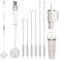 Straw Cleaner Brush Bottle Brush Kit for Stanley Cup Tumbler - Multifunctional Water Bottle Cleaner and 3-Size Straw Cleaning Brush for Owala Freesip/Simple Modern/Yeti Tumbler, Cup Lid Gap Cleaner