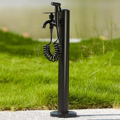 Hltdzer Columna de Agua de jardín Vertical Columna de Agua de jardín de Acero Inoxidable con Grifo, Soporte Independiente para Manguera, Fuente Decorativa para riego y Limpieza del jardín