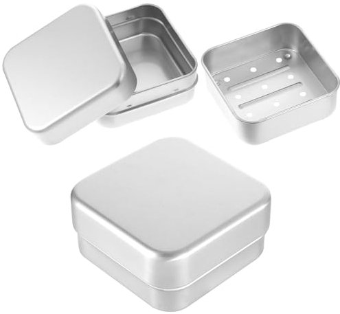 JIYIN 2 StückSeifendose Reise Aluminium, Seifenbox mit Abtropfgitter Reise Seifenschale Festes Shampoo Aufbewahrung Seifenbehälter für zu Hause und Reisen(stil1)