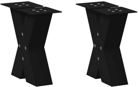 vidaXL Pieds de Table Basse en Forme de X, 2 pièces, Noir, 30 x (30-31) cm, Acier