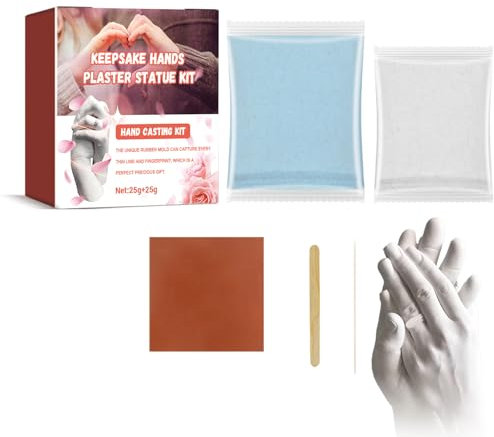 Wootapson Calco Mani Coppia,Kit Calco Mani Famiglia 3D Set,Stampo Mani Gesso Coppia,Calco Mani per Famiglia,3D Set Completo di Gesso e Alginato,Idee Regalo per San Valentino e Anniversario (B)