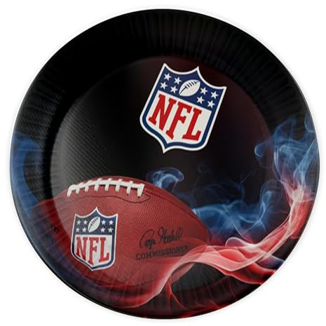 Party Factory NFL Pappteller Ø23cm, 6 Stück, Einwegteller Schwarz, NFL Fanartikel, Papierteller, Deko Football Party, Teller Einweg