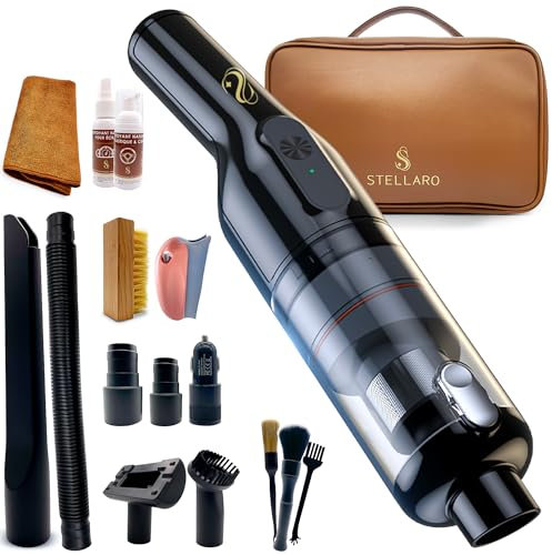 Aspirateur Voiture Puissant Sans Fil - 16000pa Réels Cyclonique - 15 Accessoires, Kit Nettoyage Voiture Complet pour Intérieur - Aspirateur à Main Portable à 2 Vitesses, Aspiration Ultra-Puissante